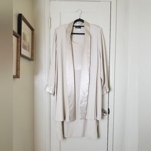 DAWN JOY FASHIONS VINTAGE cream two piece long sleeve sheath midi dress 22W